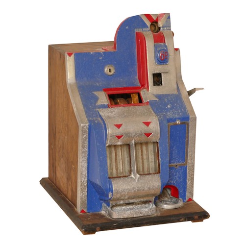 418 - Mills QT Chevron one arm bandit slot machine, c.1936 - 1940, plays 6d, for restoration, 74 x 32 x 35... 