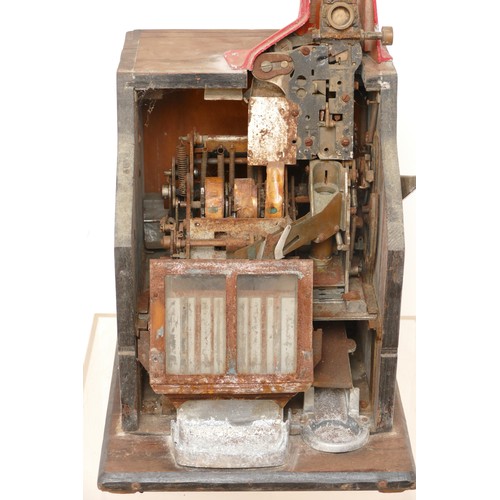 418 - Mills QT Chevron one arm bandit slot machine, c.1936 - 1940, plays 6d, for restoration, 74 x 32 x 35... 