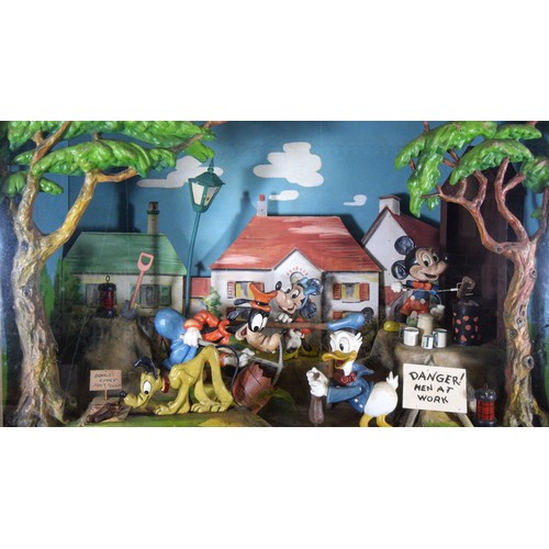 427 - Disney Danger Men At Work Scene Display, by Pytram Ltd of New Malden, Surrey, c.1936/38, a laminated... 