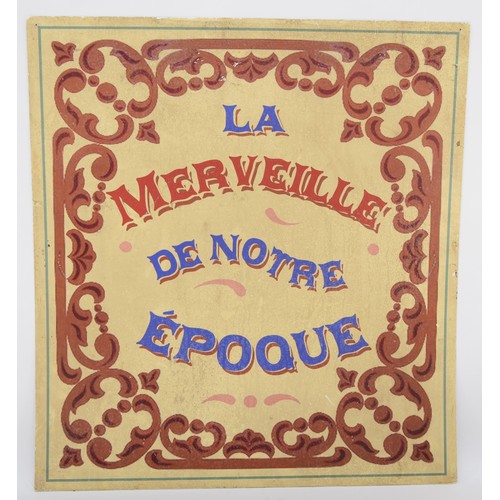 432 - Two French paper mounted on plastic fairground/fete signs, 77cm x 71cm together with a painted circu... 