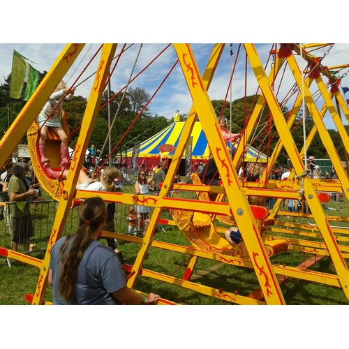 434 - A set of four Vintage Edwardian Fairground Swingboats, painted predominantly yellow, believed to be ... 