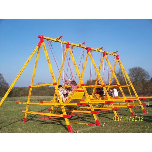 434 - A set of four Vintage Edwardian Fairground Swingboats, painted predominantly yellow, believed to be ... 