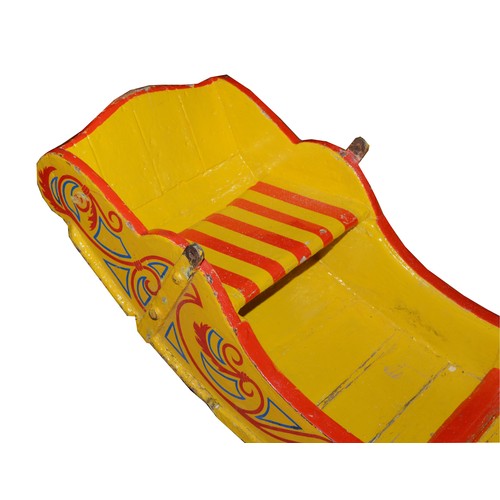 434 - A set of four Vintage Edwardian Fairground Swingboats, painted predominantly yellow, believed to be ... 