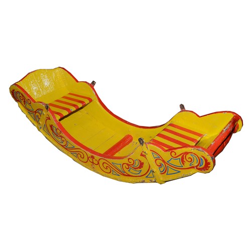 434 - A set of four Vintage Edwardian Fairground Swingboats, painted predominantly yellow, believed to be ... 