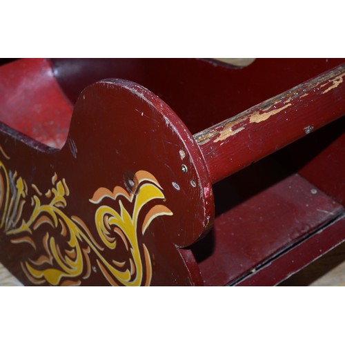 435 - A set of six  Fairground Swingboats, painted maroon. The boats are built from iroko and are in worki... 