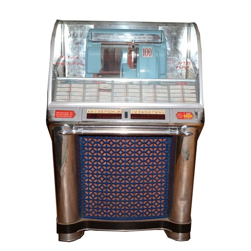 437 - c.1953 Seeburg HF100G jukebox, with pale blue deck, playing 50 x 45's, to play 100 selections, recen... 