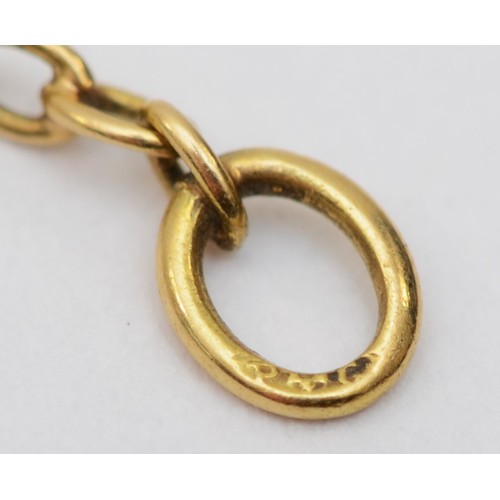 151 - A French gold and enamel fob watch chain, replacement clasp, makers mark P C in a lozenge to ring, c... 