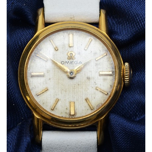 210 - Omega, a gold plated manual wind ladies wristwatch, Cal 245 17 jewel movement, 18mm,
Working when ca... 