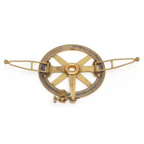 240 - Elliott Bros, London, a brass vernier protractor, diameter 215.8mm, case