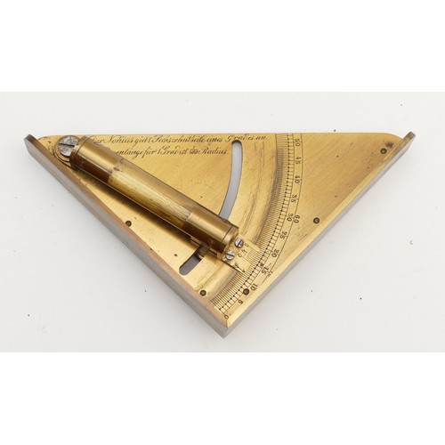 243 - A German brass vernier right angle gauge, 19th century, inscribed in German, 1/16th of a degree with... 