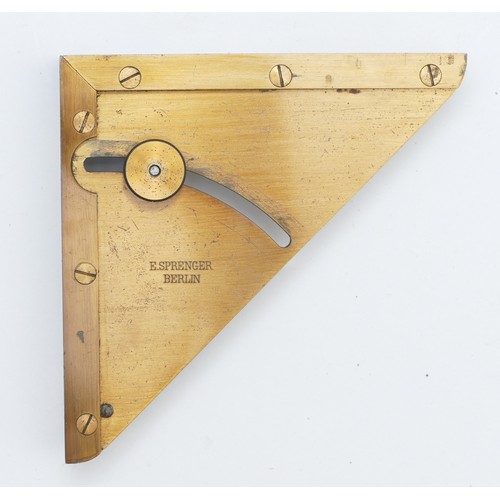 243 - A German brass vernier right angle gauge, 19th century, inscribed in German, 1/16th of a degree with... 