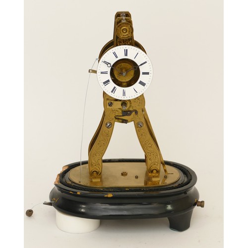 311 - A small mid 19th century French skeleton alarm clock, probably by Victor-Athanase Pierret (1806 - 18... 