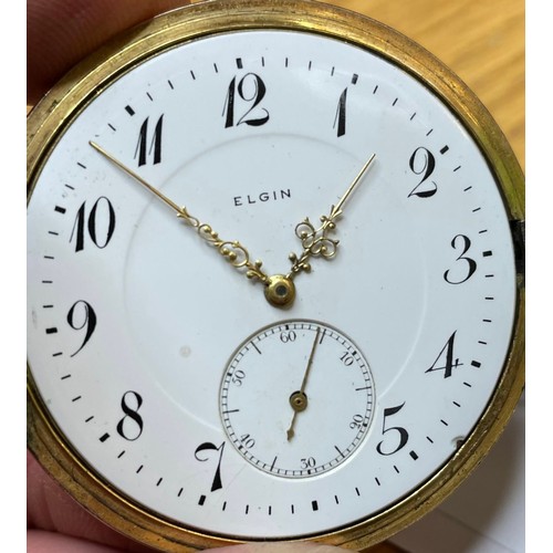 209 - Elgin, a gold plated keyless wind full hunter pocket watch, 7 jewel movement, numbered 17084174, eng... 