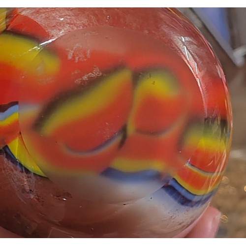 278 - Chinese art glass vase; a 20th century, with shades of orange,  yellow, blue and red, 28cm high.