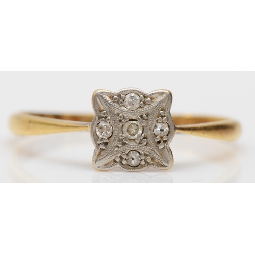 An 18ct and platinum set eight cut diamond dress ring, P, 2gm.