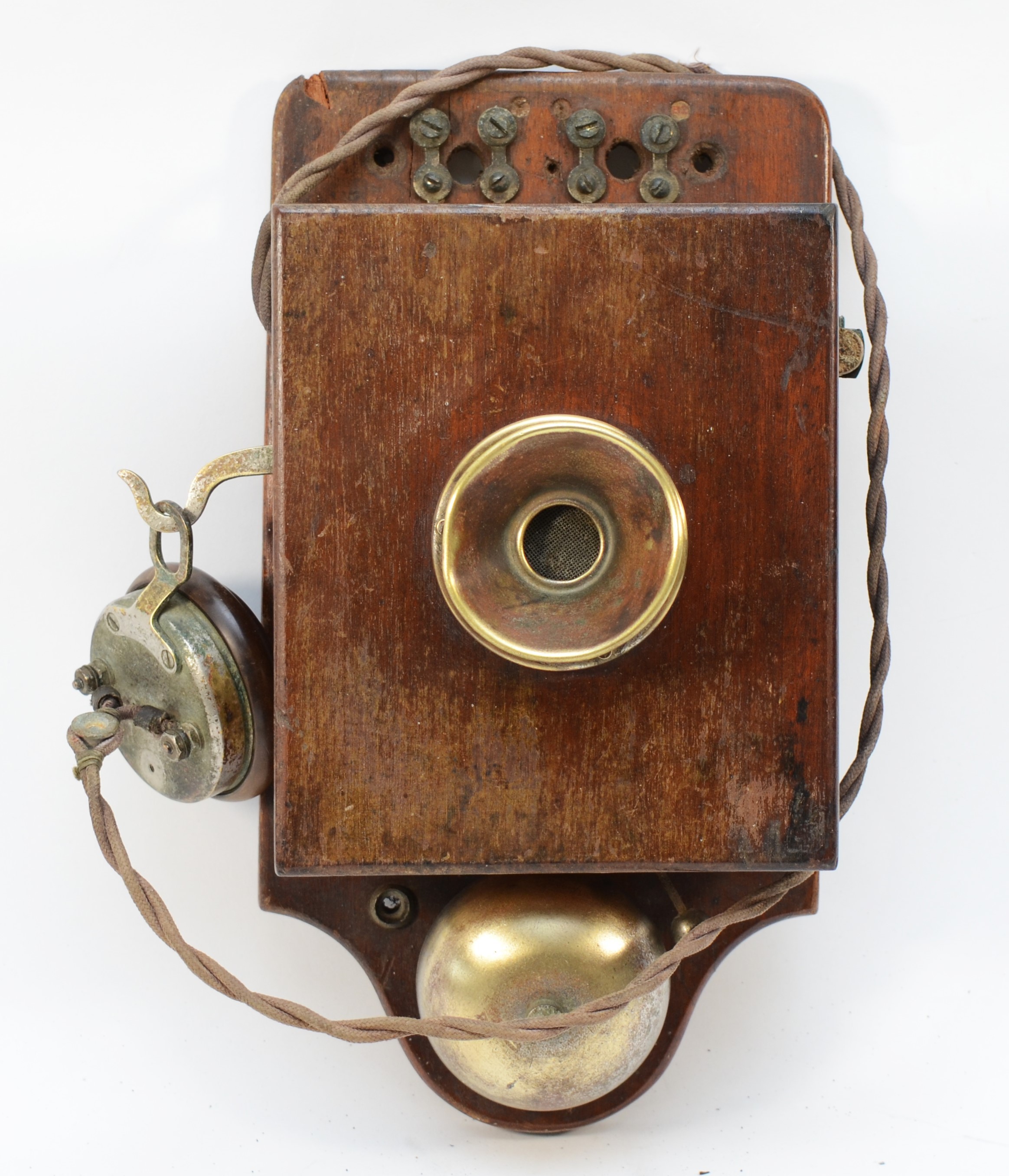 Signal box wooden cased wall telephone, complete with original internal ...