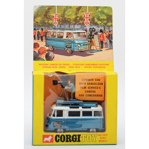 Corgi Toys - A Corgi 479 Commer Van with Samuelson film services camera and cameraman, boxed with inner card display stand.