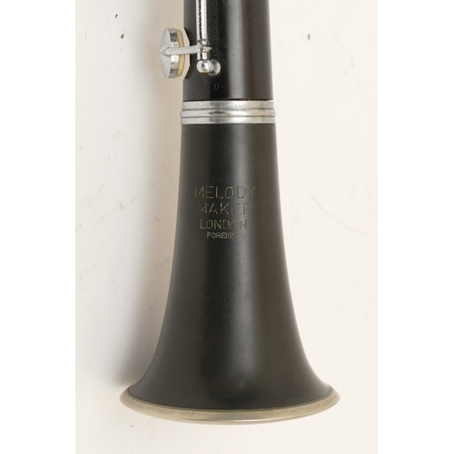 Melody Maker clarinet registration number 134695, in case with reeds