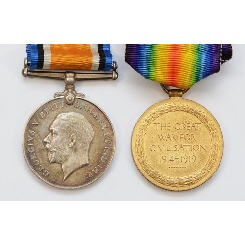 520 - WW1 pair, War and Victory, named 38546 PTE. G. W. Richardson. Ling. R.