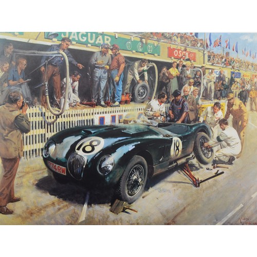 60 - Terence Cuneo (1907-1996), Jaguar Pit Stop-Le Mans 1953, signed limited edition print, 620/850, sign... 