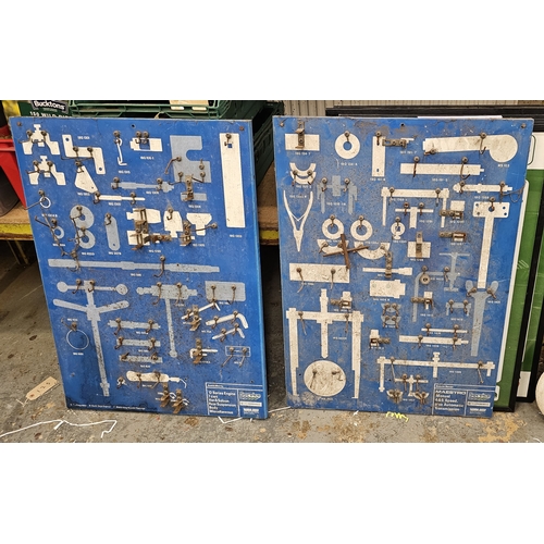 71 - An Austin Rover metal Maestro wall tool display board and a another for an O series engine.