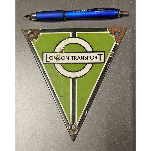 74 - A London Transport AEC bus radiator vitreous enamel sign, 14.5 x 15.5cm