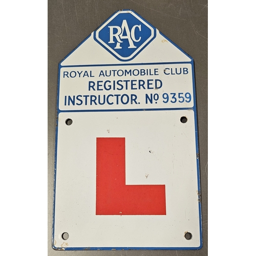 76 - An RAC registered instructor No. 9359 vitreous enamel sign, 33.5 x 19cm