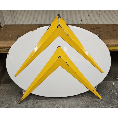 94 - Citroen, a mid 20th century vitreous enamel domed wall mounted advertising sign, 82 x 99cm