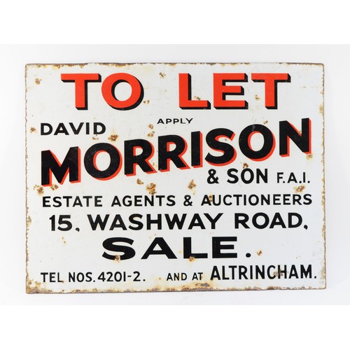 100 - A To Let apply David Morrison & Son single sided vitreous enamel advertising sign, 54 x 40cm