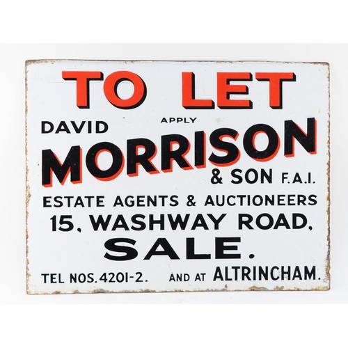 100 - A To Let apply David Morrison & Son single sided vitreous enamel advertising sign, 54 x 40cm