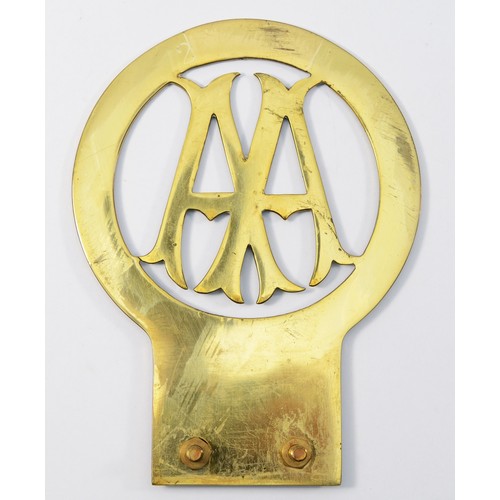 109 - An early brass AA car badge, stenson Cooke signature, c.1906, not numbered, copper insert to the top