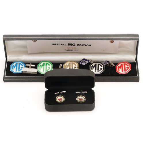 125 - A pair of enamel Riley cufflinks, a pair of Vauxhall/GM cufflinks, Morris cufflinks and a set of fiv... 