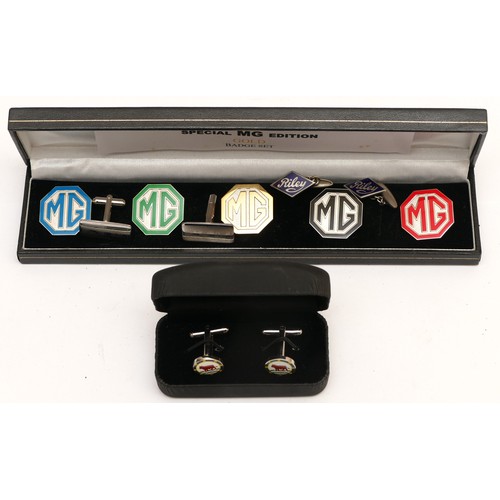 125 - A pair of enamel Riley cufflinks, a pair of Vauxhall/GM cufflinks, Morris cufflinks and a set of fiv... 