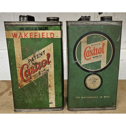 126 - Two Castrol one gallon oil cans with caps.