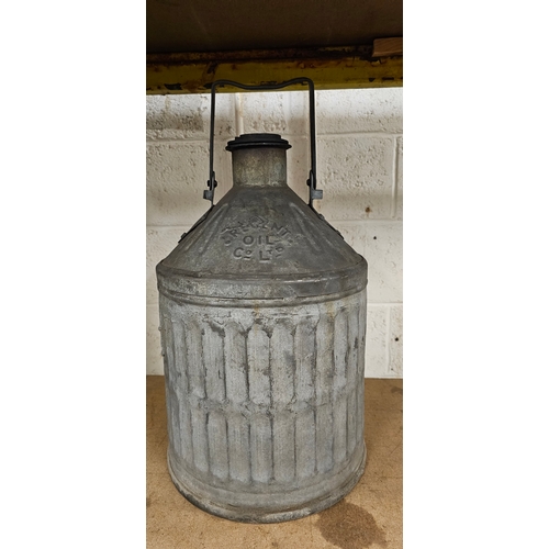 131 - A Regent Oil Co. galvanised five gallon pyramid can, cap, 56cm with hand raised.