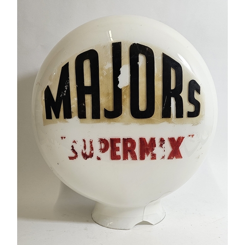 134 - A Majors Supermix glass globe, crack and part missing, 40cm