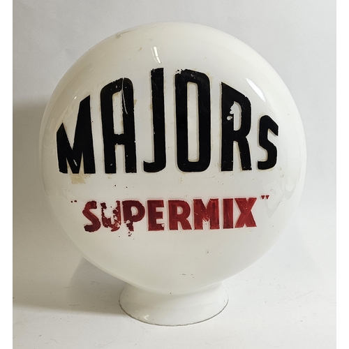 134 - A Majors Supermix glass globe, crack and part missing, 40cm