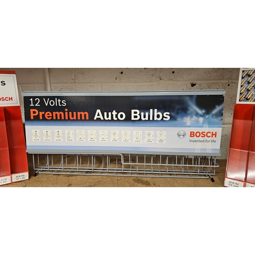 173 - Two Bosch Premium Auto Bulb metal display stands, a wire example and a plastic example (4)