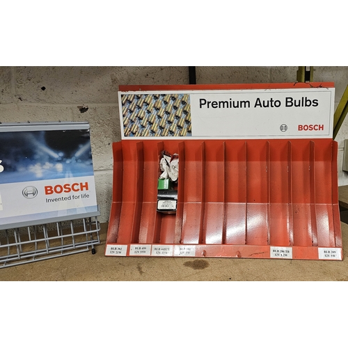 173 - Two Bosch Premium Auto Bulb metal display stands, a wire example and a plastic example (4)