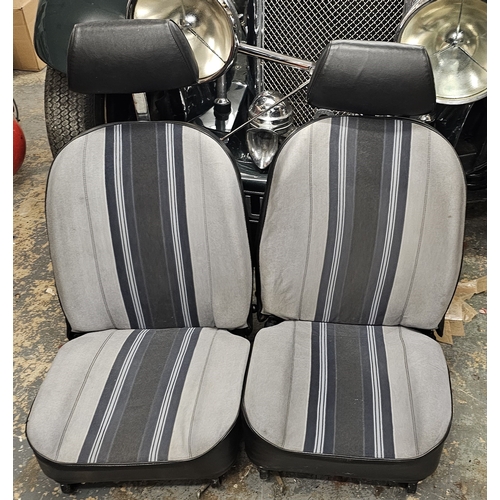 225 - A pair of MGB rubber bumper blue deck chair front seats