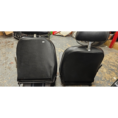 225 - A pair of MGB rubber bumper blue deck chair front seats