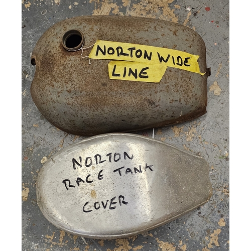 341 - A Norton wideline petrol tank and an alloy tank cover