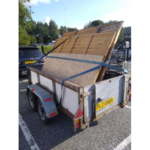 396 - A twin axle works trailer, good wheels/tyres, coil springs and shock absorbers, brakes, built by B &... 