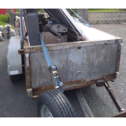 396 - A twin axle works trailer, good wheels/tyres, coil springs and shock absorbers, brakes, built by B &... 