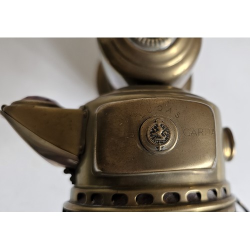 155 - A rare Lucas Garda carbide brass car lamp with side rear red lens