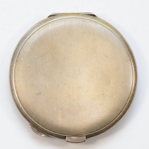 13 - A Silver blue guilloche enameled compact, by  John William Barrett, Birmingham 1951, 7cm, 100gm.