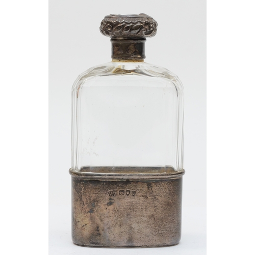 24 - A Victorian silver and faceted glass drinks flask, by Drew & Sons, London 1895, 14cm.