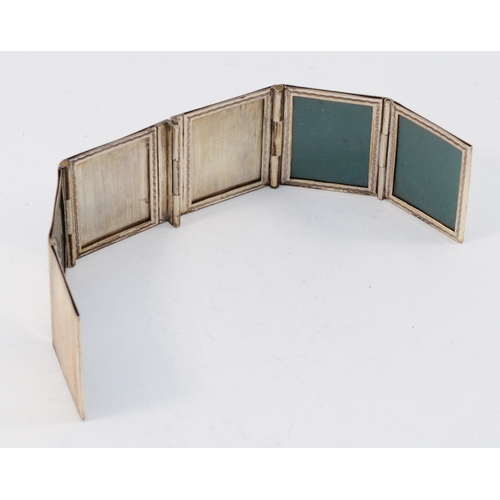 48 - A mid 20th century silver folding six section photograph frame, inscribed Derek, 22 x 4.5cm, 81gm.