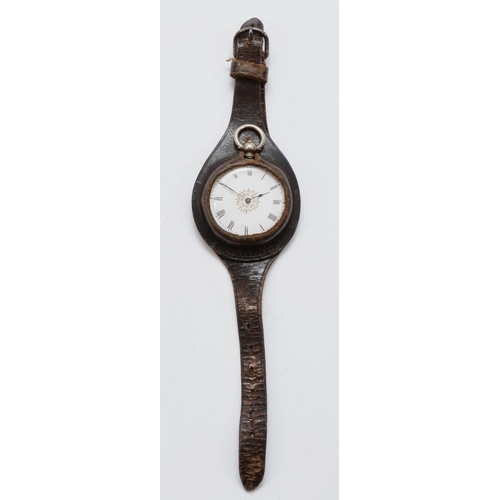 111 - DF&C, An early 20th century fine silver key wind fob watch, the enamel dial set with Roman numerals,... 