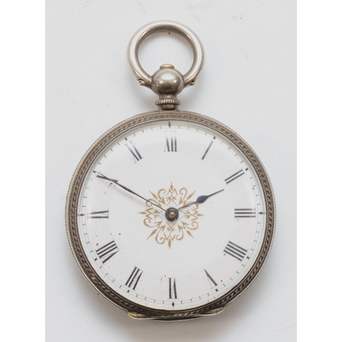 111 - DF&C, An early 20th century fine silver key wind fob watch, the enamel dial set with Roman numerals,... 